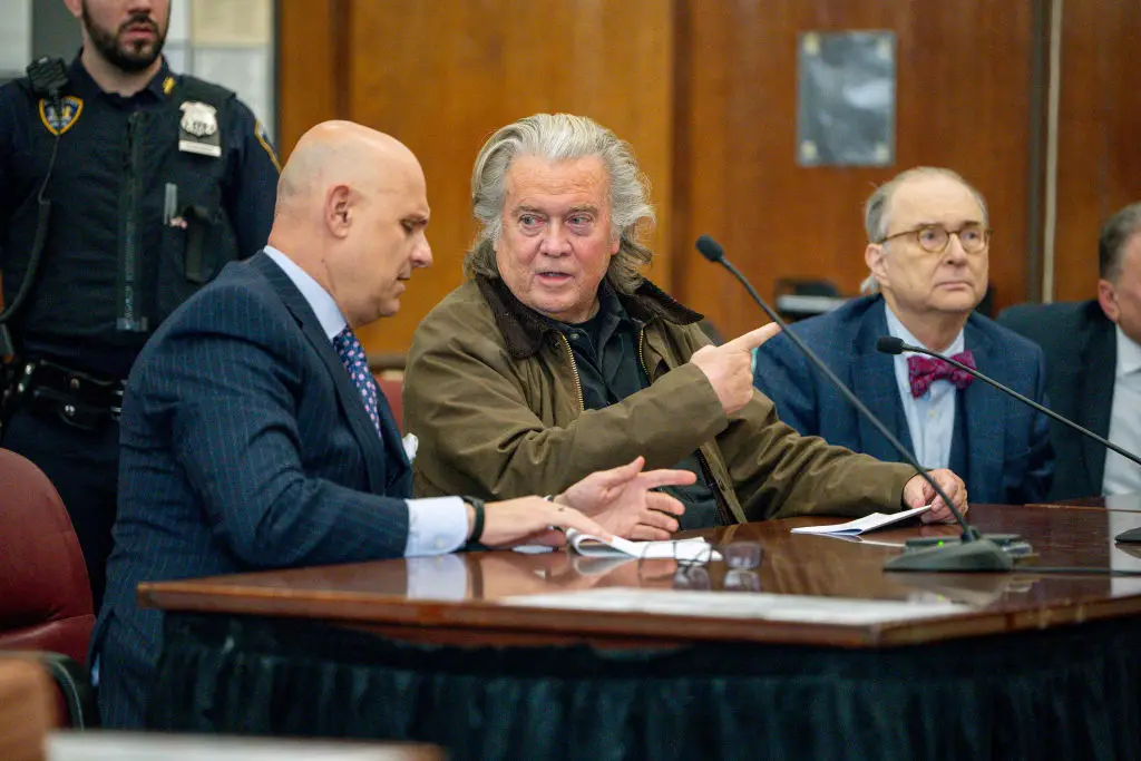 Steve Bannon has previously pleaded guilty to fraud charges after creating a crowdfunder to build a border wall (Steven Hirsch-Pool/Getty Images)