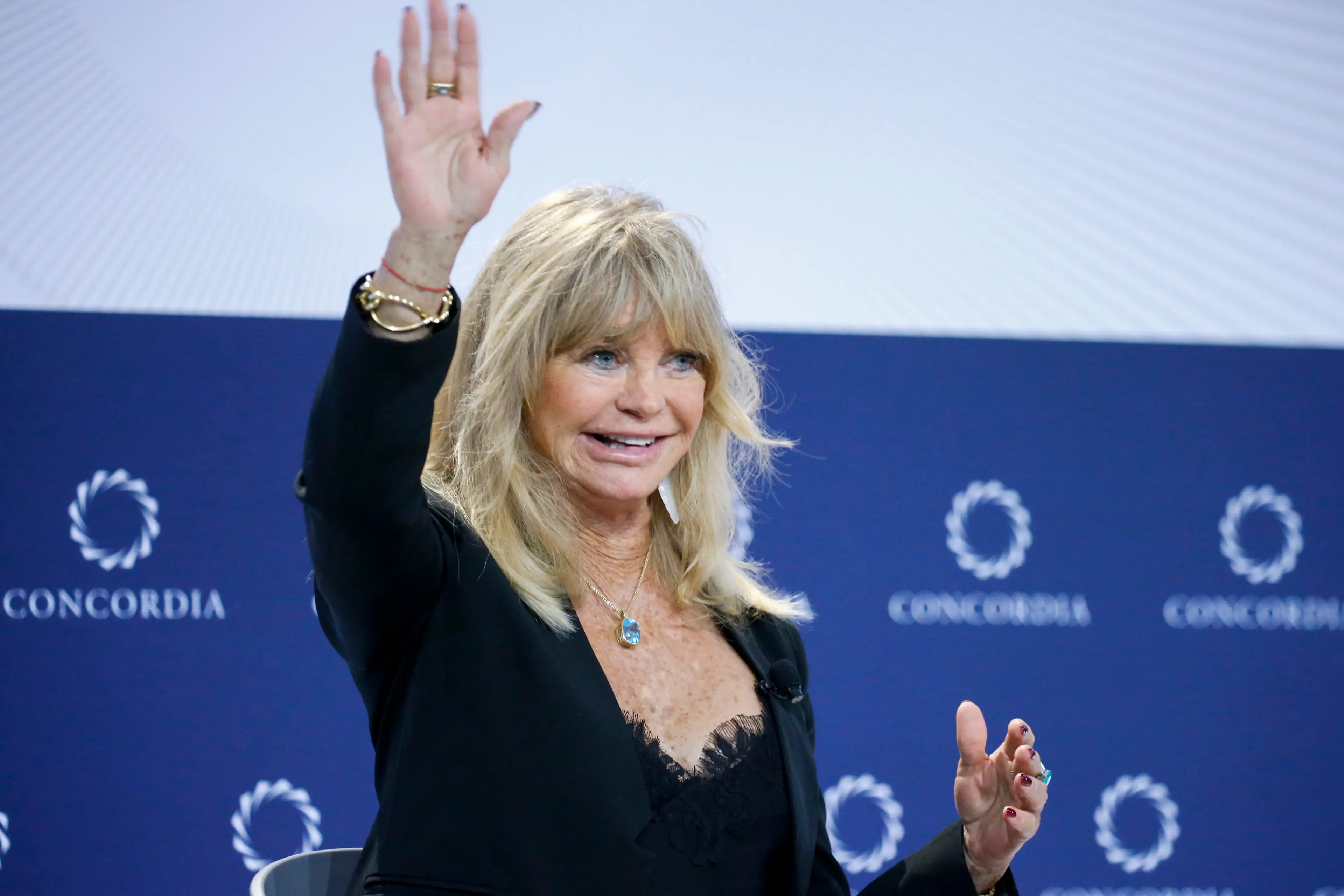 As well as the importance of making sure things are going well in the bedroom Hawn also issued other relationship advice(John Lamparski/Getty Images for Concordia Summit)