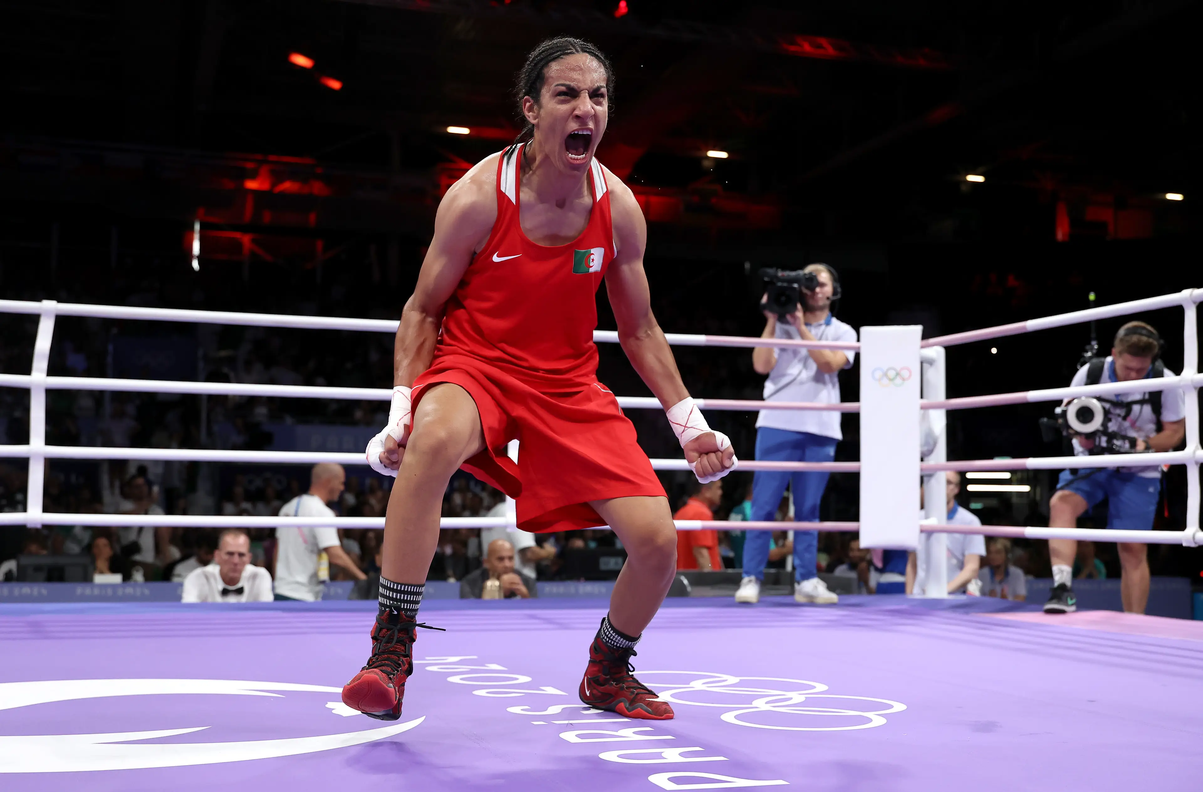 Imane Khelif is now guaranteed a medal. (Richard Pelham/Getty Images)