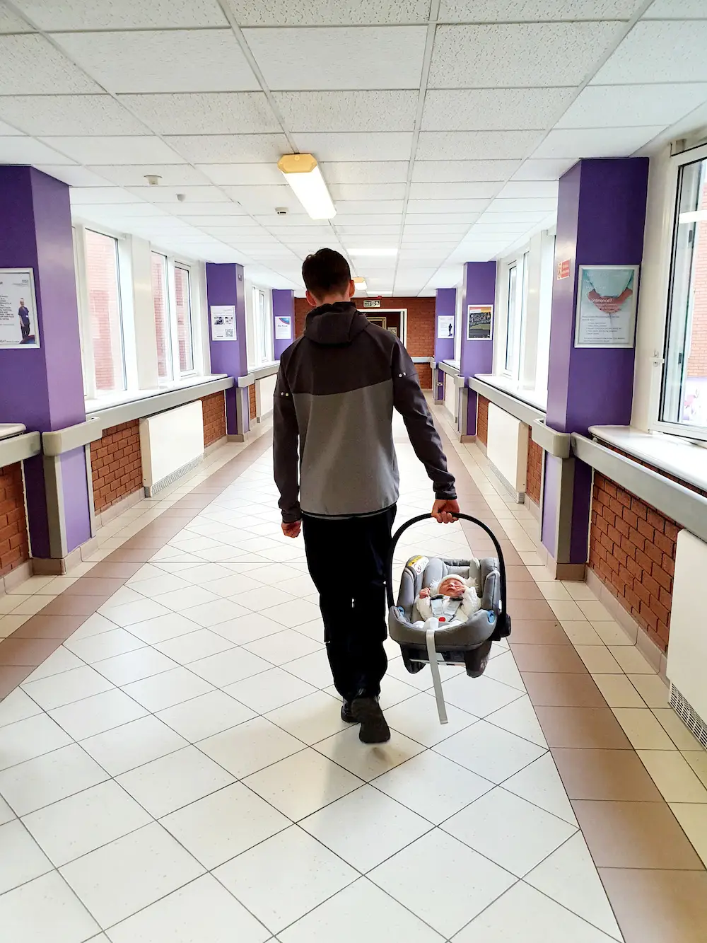 Chris's son helped to carry Seb out of the hospital.