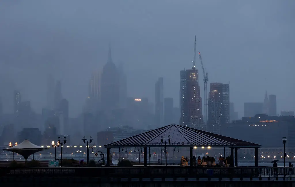Powerful waves have been pounding the New York shoreline amid widespread East Coast chaos (Gary Hershorn/Getty Images))