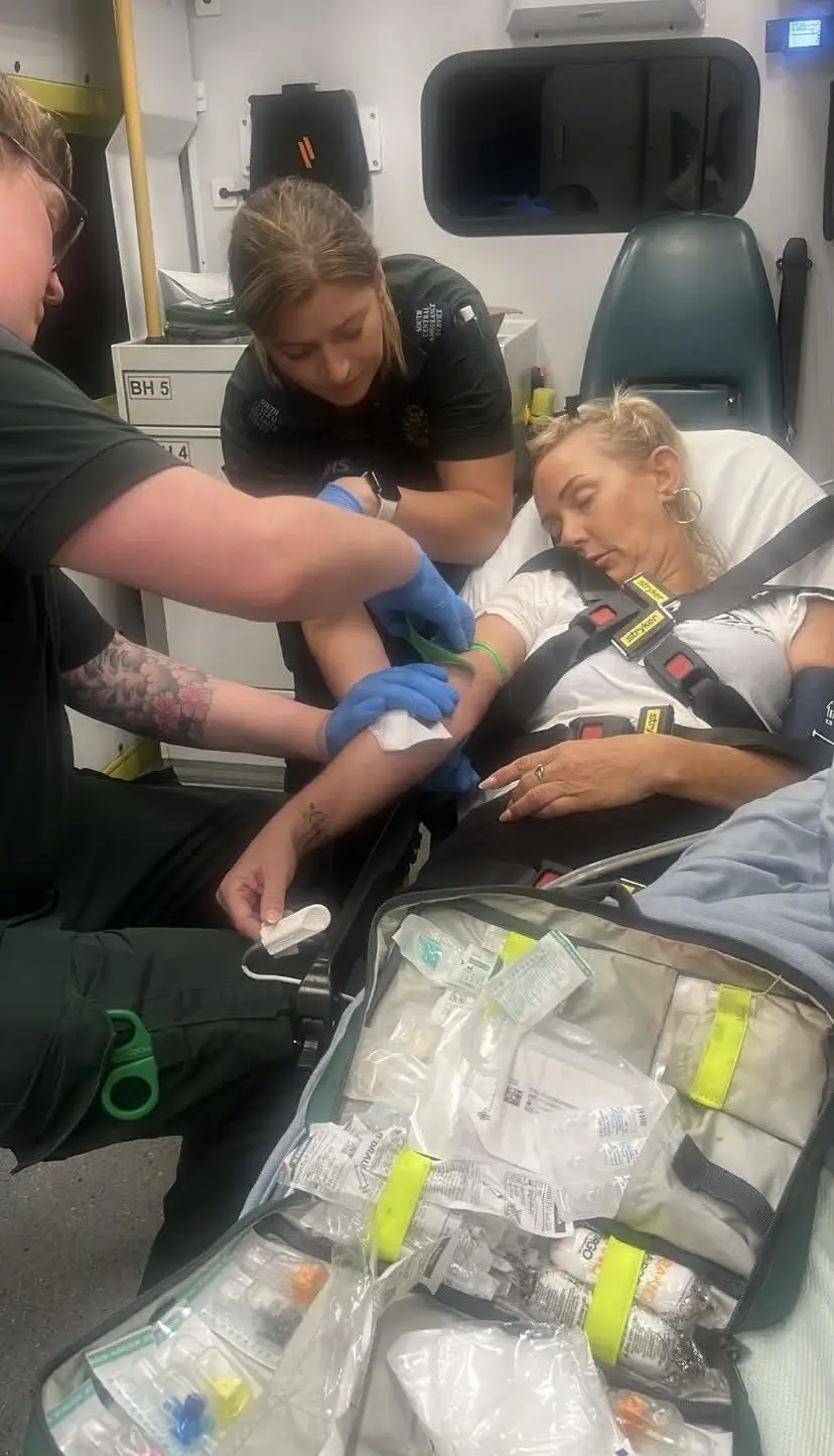 Despite the best efforts of ambulance paramedics, Michelle Sword had to be rushed to hospital (SWNS/Michelle Sword)