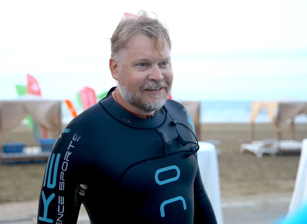 He swam across the Caspian Sea in 2024 as part of the expedition. (Resul Rehimov/Anadolu via Getty Images)