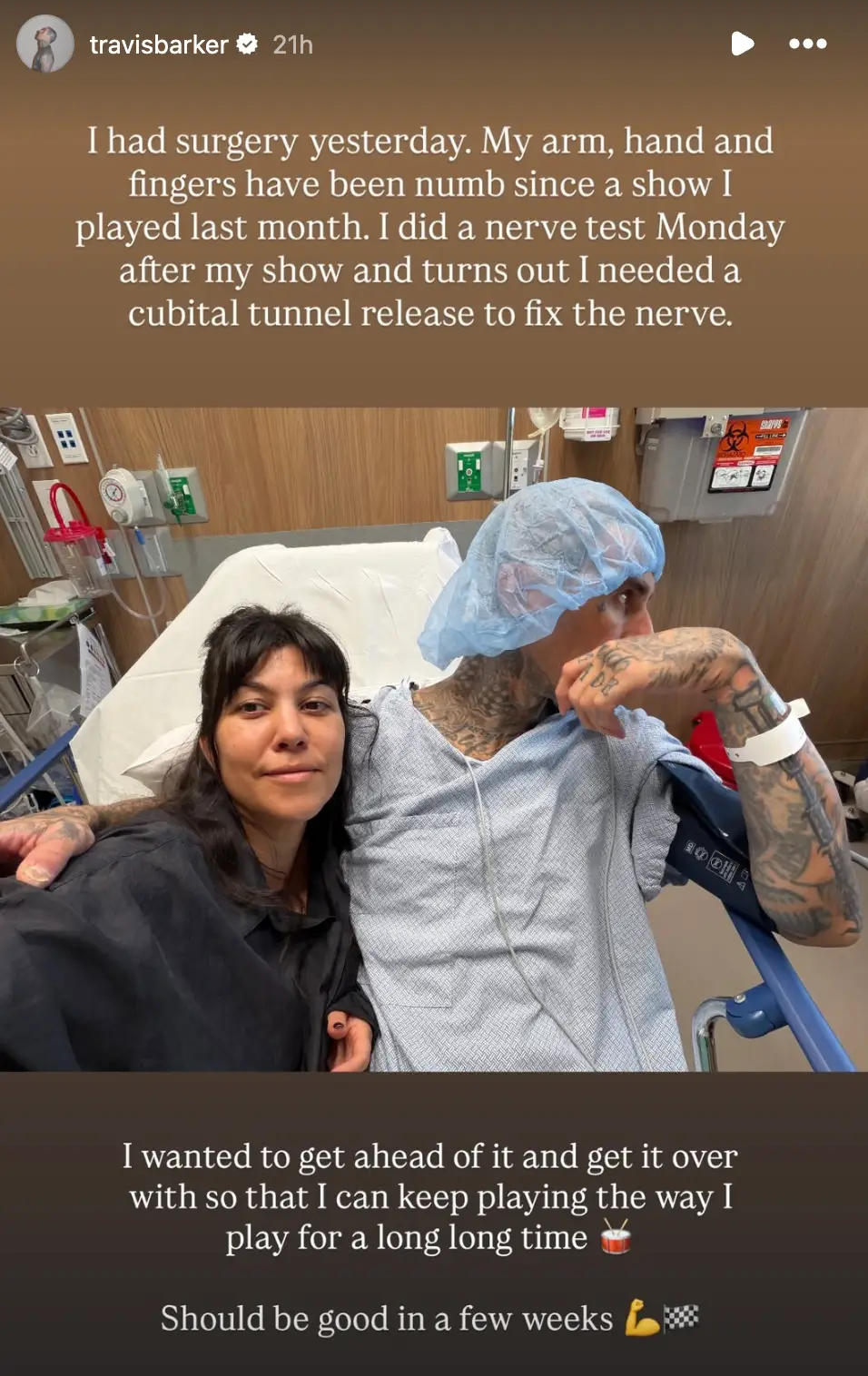 Travis Barker opened up about his surgery on Instagram (@travisbarker/Instagram)