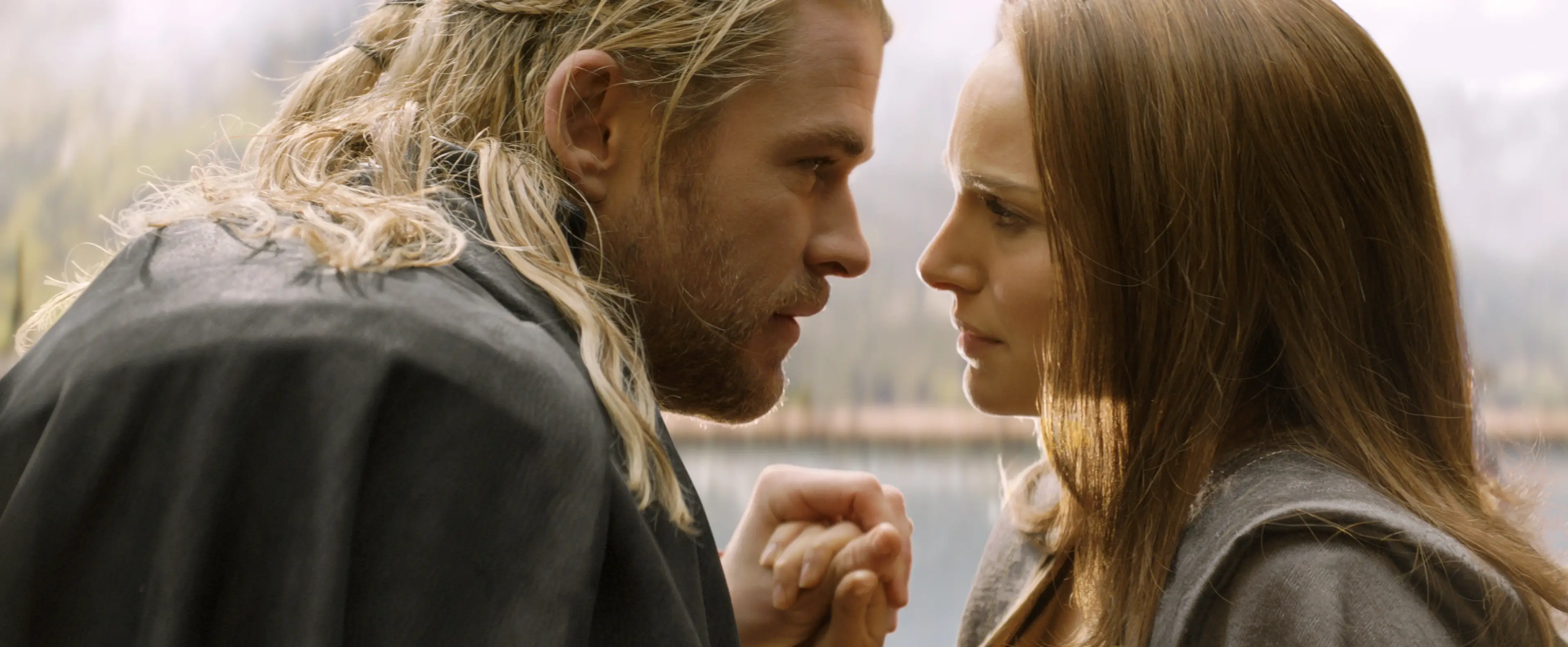 The Thor: Love and Thunder co-stars shared some intimate moments. (Marvel)