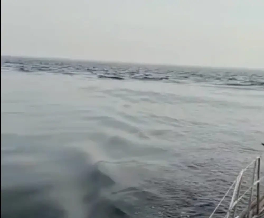 One of the sailors said “Check out this water, and then in a second it’s just gonna be glassy clear, what the heck. (r/interestingasf***/Reddit)