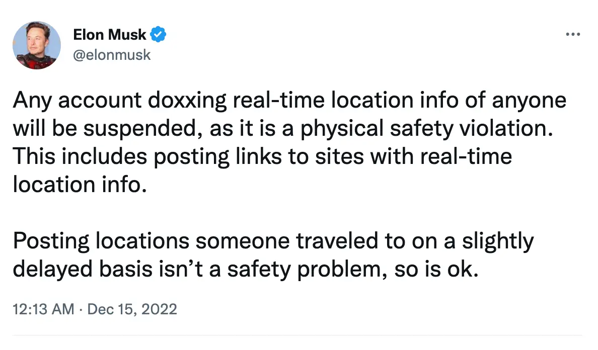 The CEO warned anyone sharing live location information would be suspended.