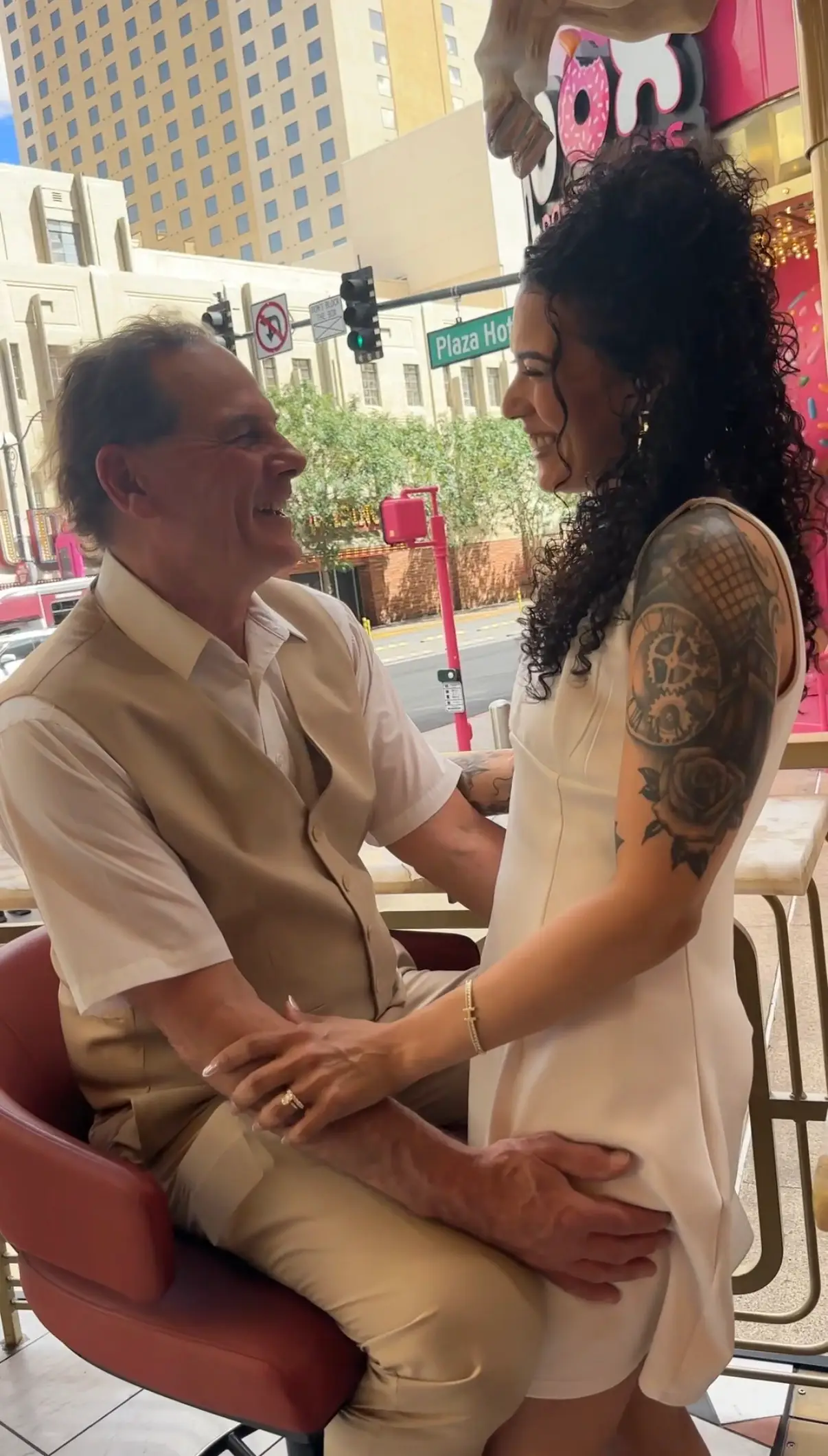 Bernie, 65, and Giselle, 37, met on a dating app and are now married. (Supplied) 