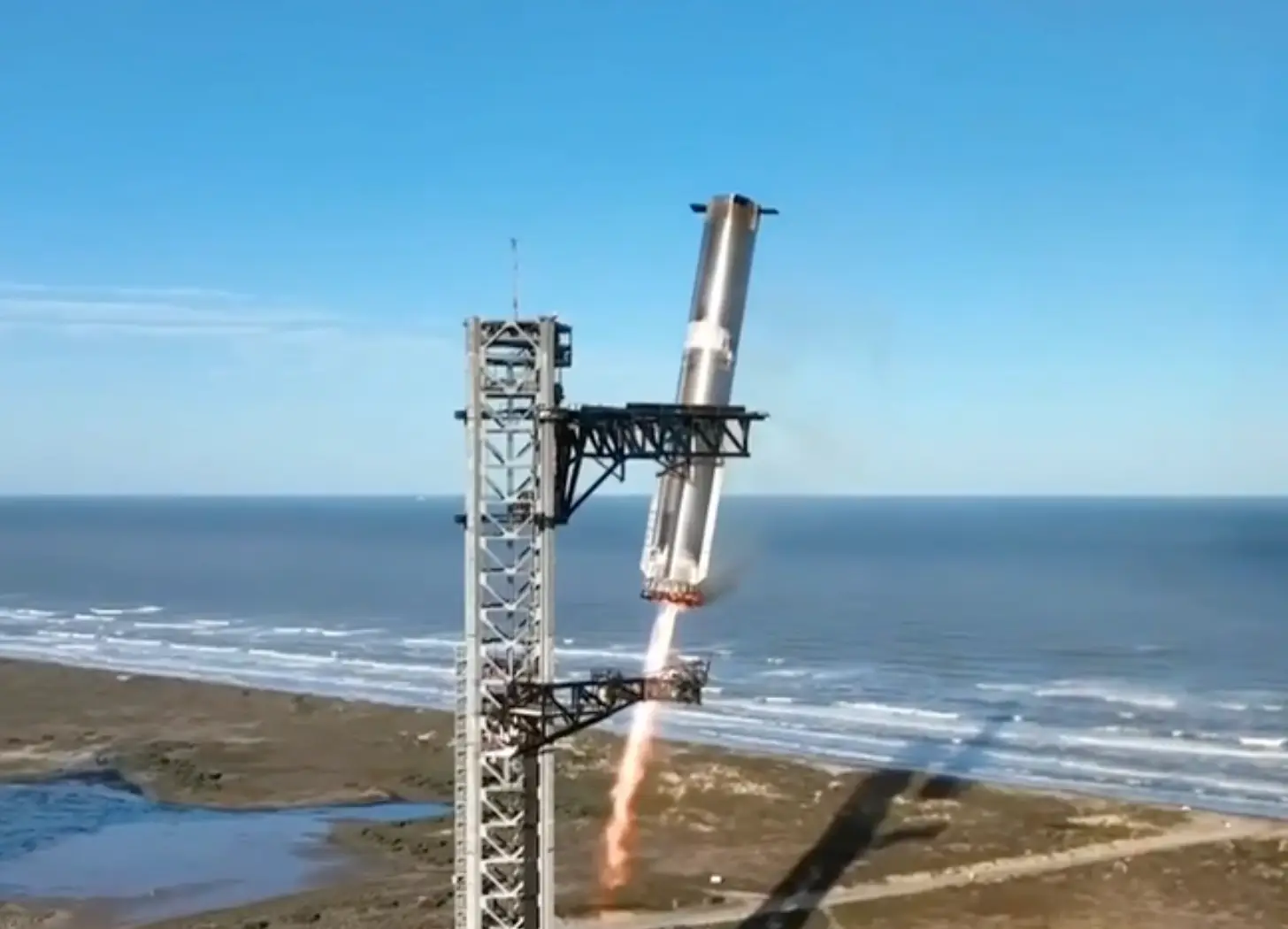 The rocket booster successfully returned to the launchpad (Sky News)