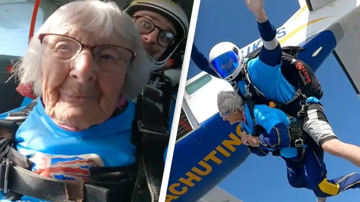 Record-breaking 102-year-old skydiver shares her surprising secret to a long life