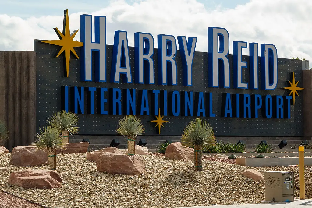 The flight safely returned to Harry Reid International Airport (Photo by Kevin Carter/Getty Images)