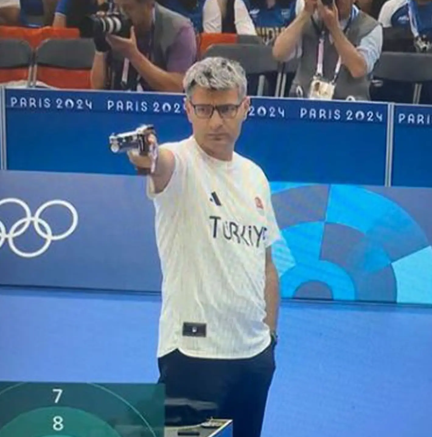 The Turkish marksman opted for no protective equipment at the 10 metre air pistol competition. (BBC)