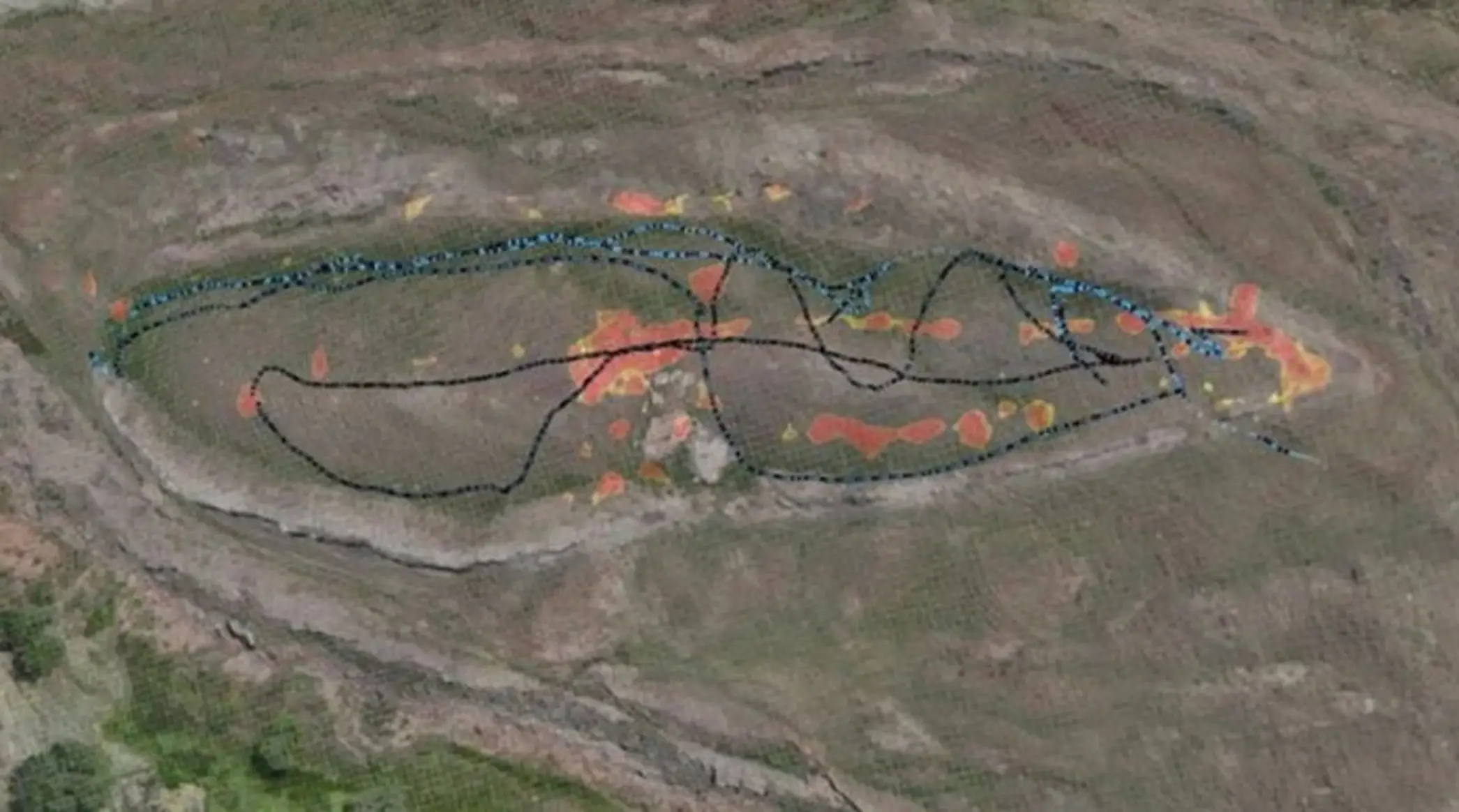 A track of the latest ground-penetrating scan overlaid with the results (Sivas Cumhuriyet University)