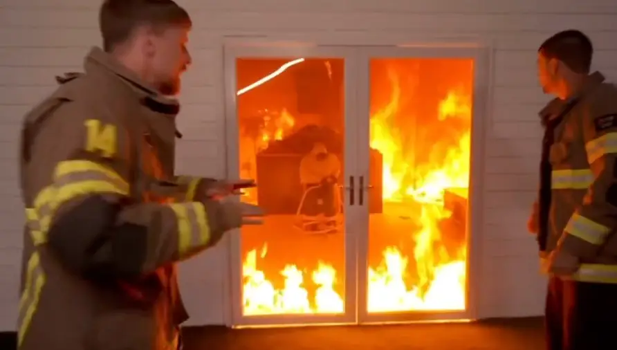 The stunt involved a man being 'trapped' in a burning building (MrBeast via YouTube)