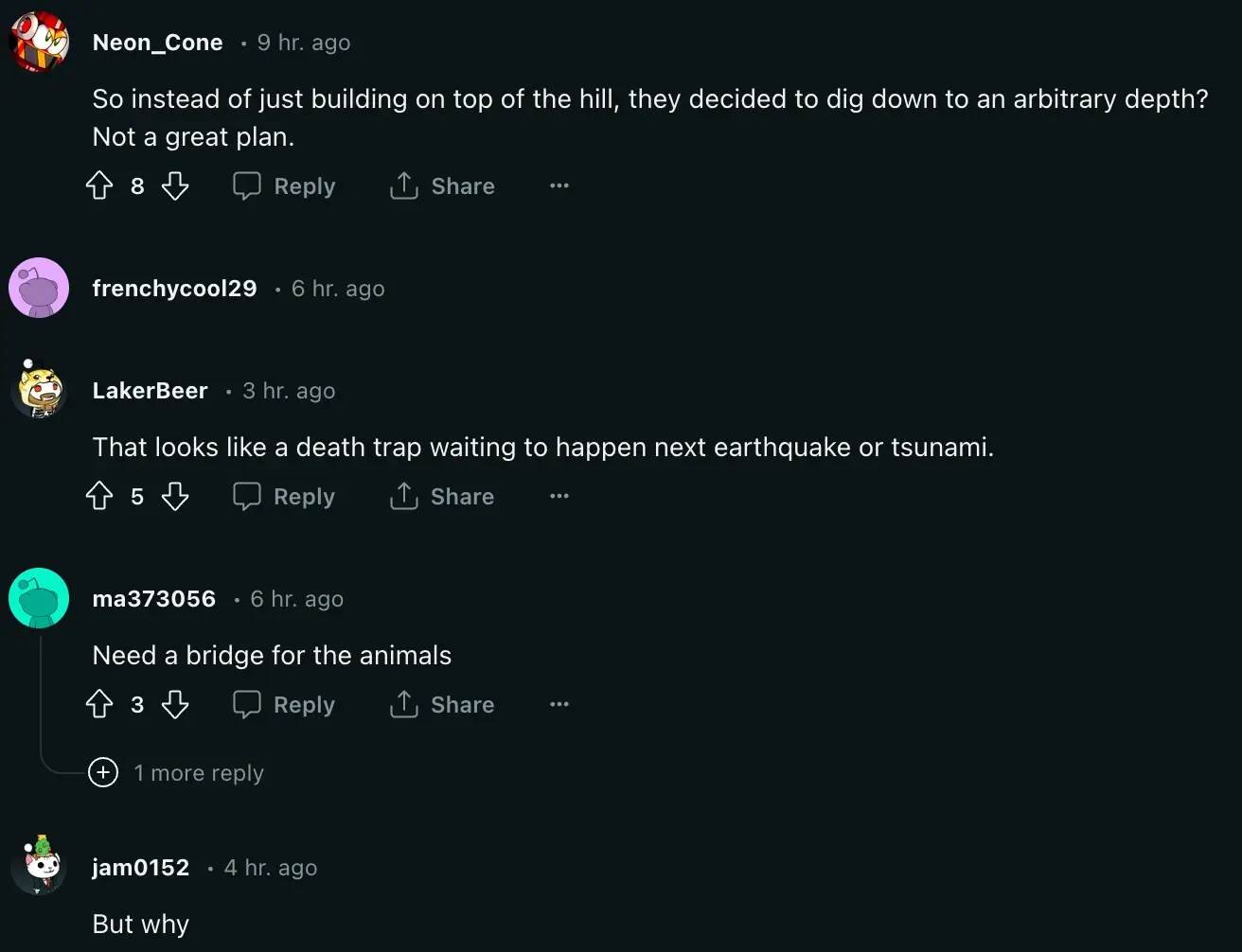 Some Reddit users were left confused by the road.