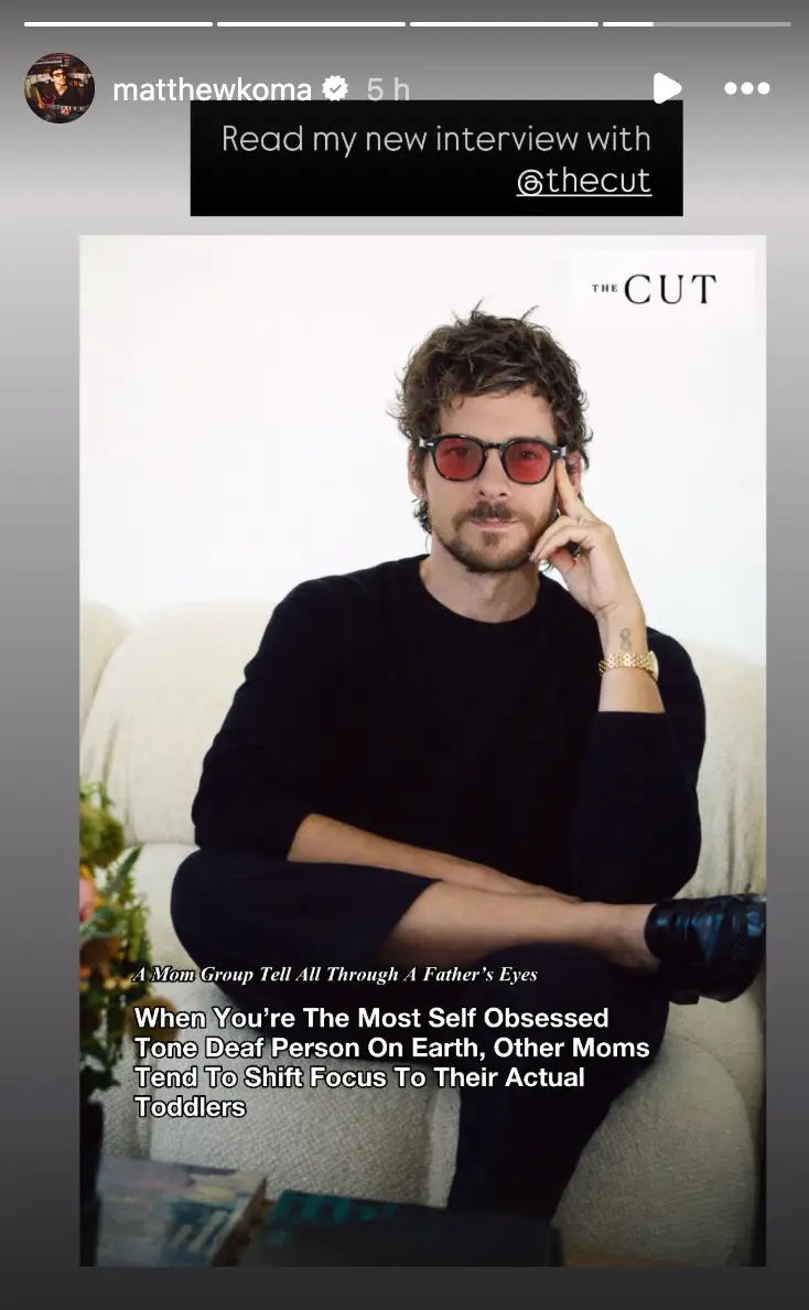 Hilary Duff's husband, Matthew Koma, bizarrely joined in with the drama despite French having kept the identities of those in the 'toxic mom group' anonymous (Instagram/matthewkoma)