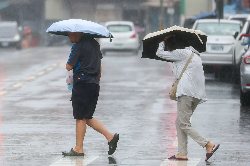 Almost all of Taiwan shut down on October 23, 2026, leading to the cancellation of 262 domestic and 717 international flights. (Photo by Daniel Ceng/Anadolu via Getty Images)