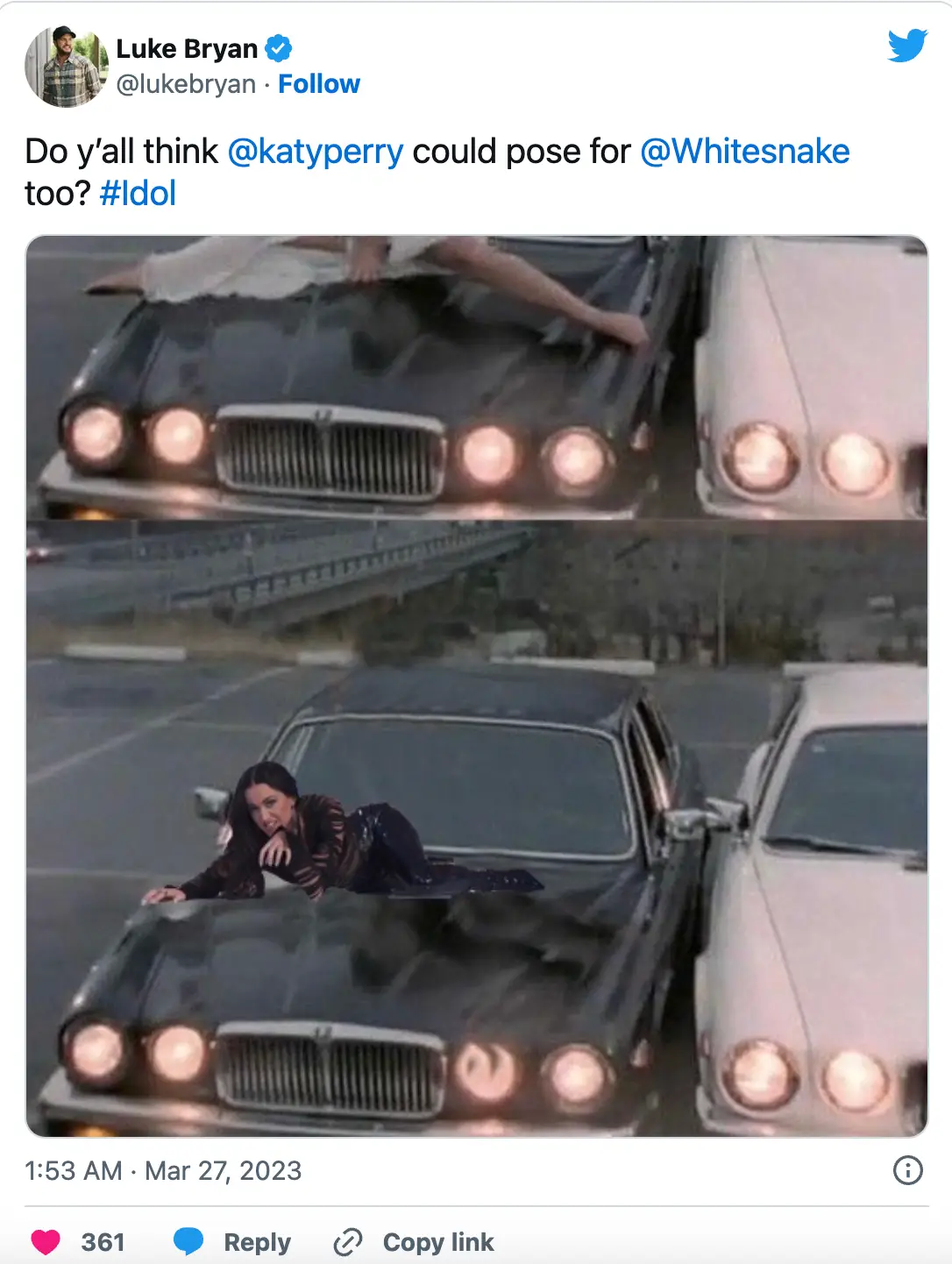 Fellow judge Luke Bryan turned Perry into a meme.