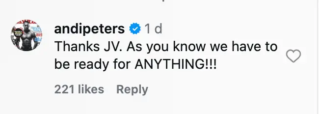 Peters has spoken out following the undeniably awkward exchange (Instagram)