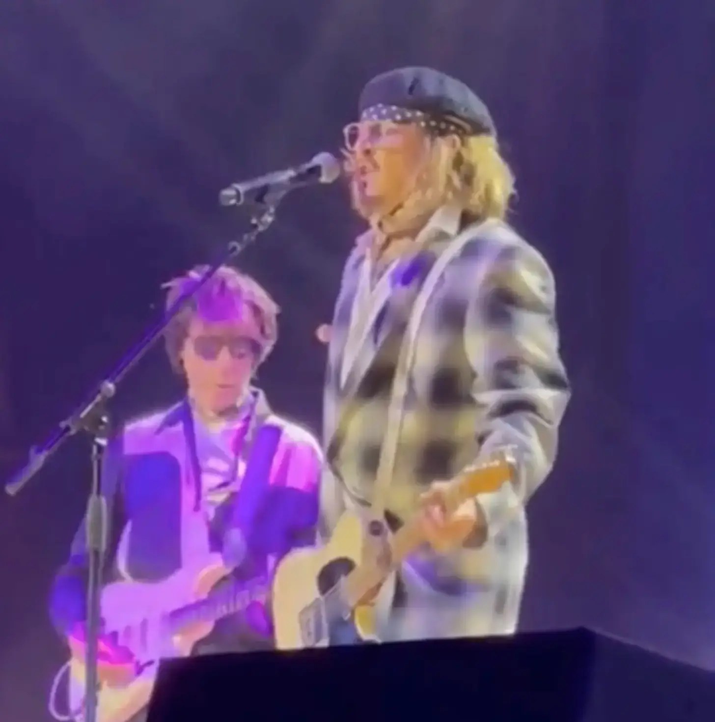 Depp surprised fans by joining Jeff Beck on stage.