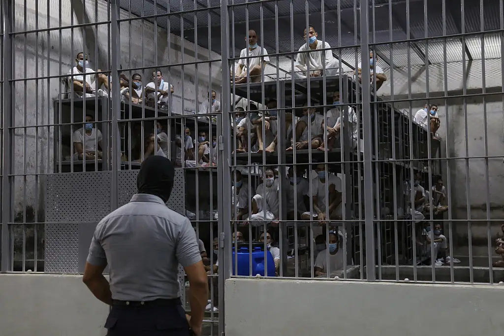 El Salvador's CECOT prison where the only furniture is tiered metal bunks, with no sheets, pillows or mattresses (Alex Pena/Anadolu via Getty Images)