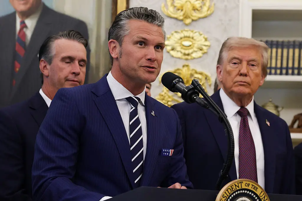 Defense Secretary Pete Hegseth pictured with President Trump earlier this week (Alex Wong/Getty Images)