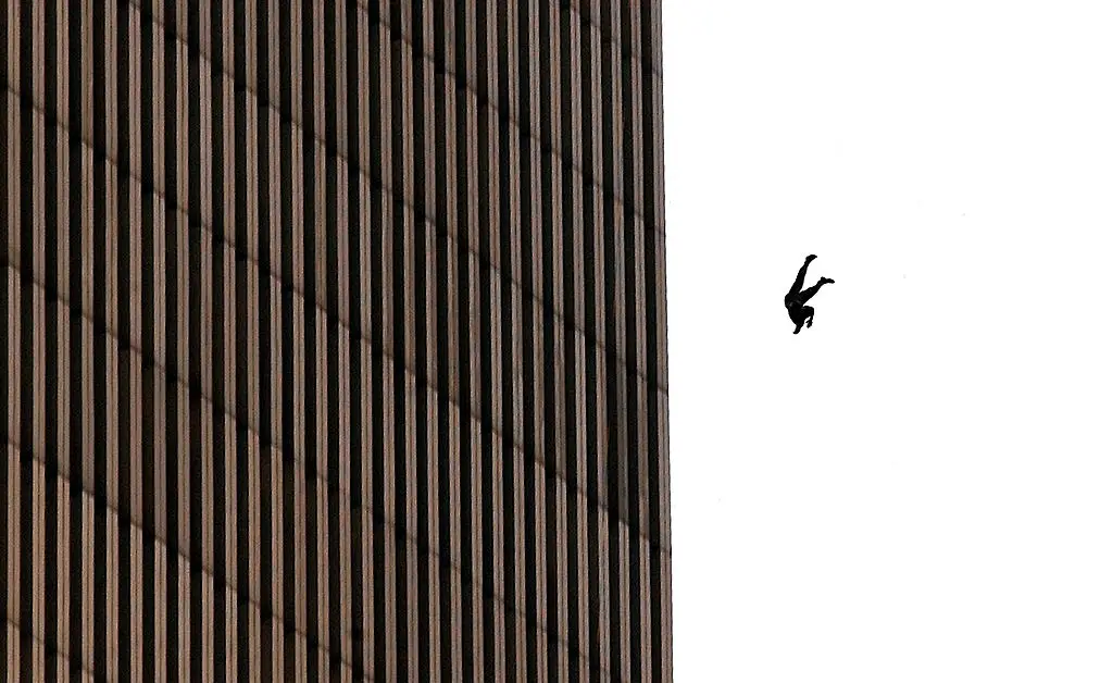 Many images were taken on 9/11 of people jumping from the tower, left with no other choice. (Photo by Jose Jimenez/Primera Hora/Getty Images)