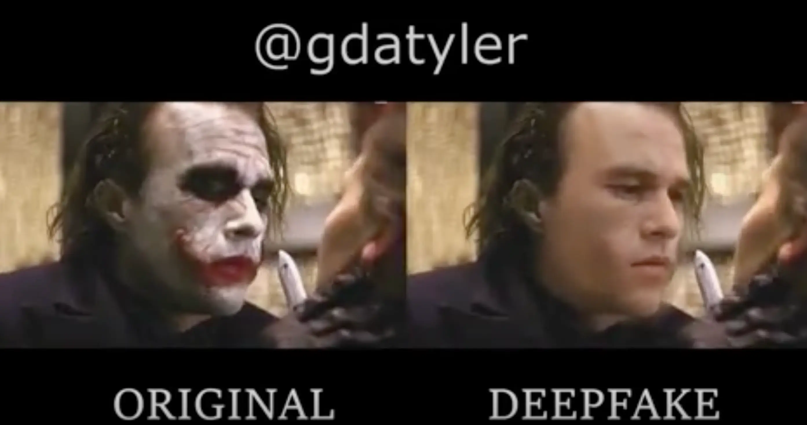 The deepfake shows what Heath Ledger's Joker would have looked like without the theatrical makeup.