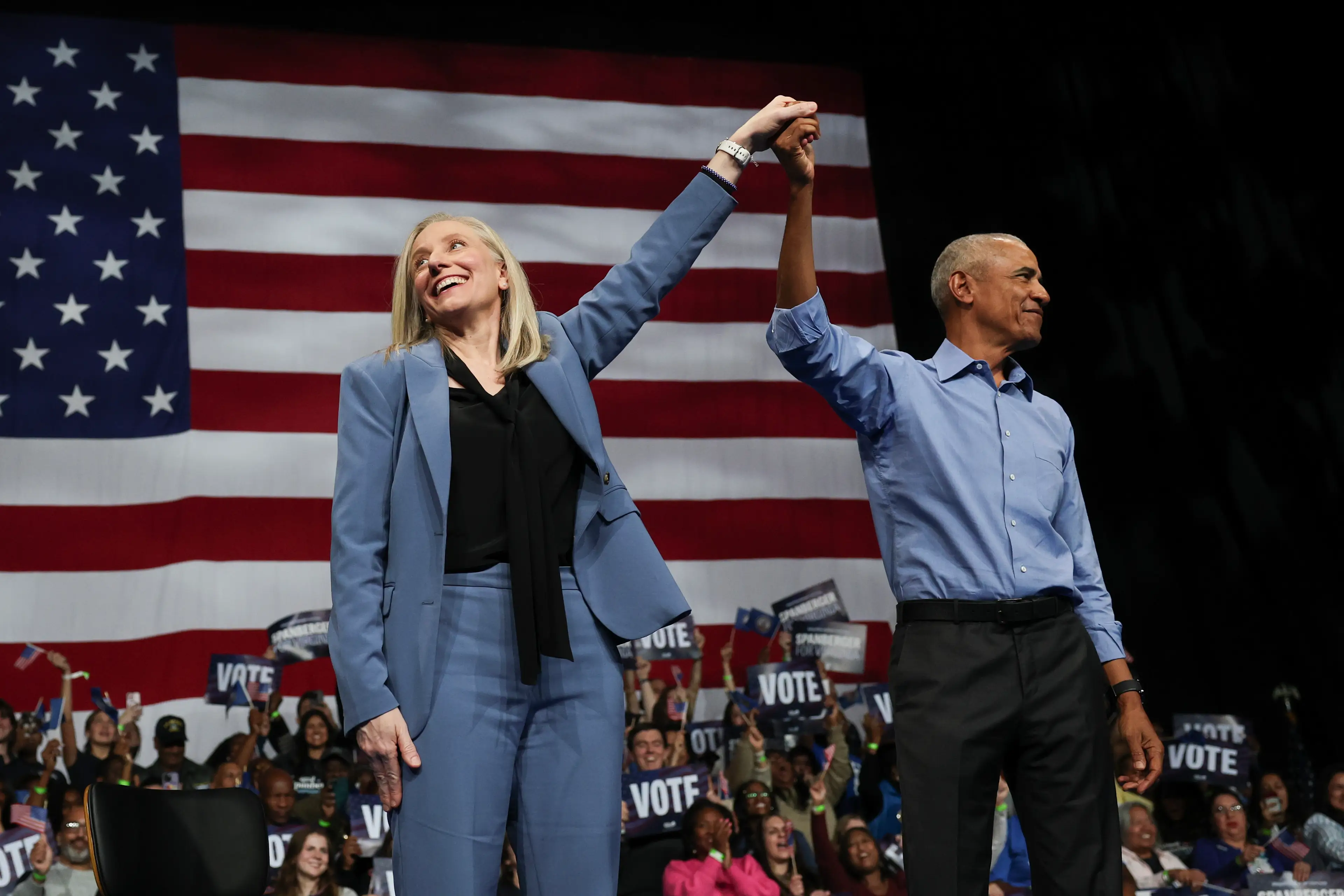 Barack Obama at a recent event supporting New Jersey gubernatorial candidate Mikie Sherrill (Win McNamee/Getty Images)