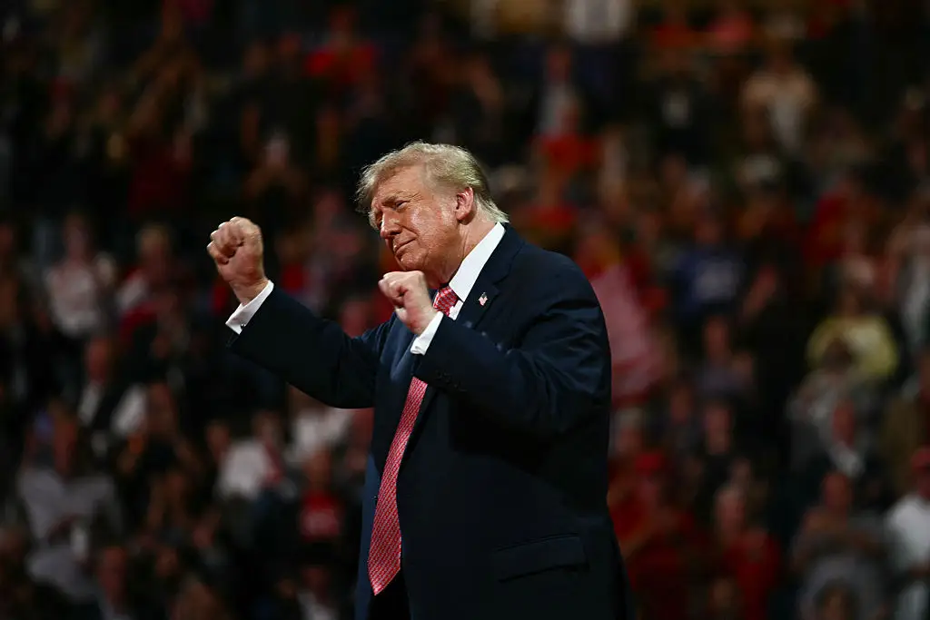 In an October 3 Truth Social post, Trump wrote that he would give $5,000 to 'all Adult Citizens' if Republicans win the House and Senate (Photo by Kent NISHIMURA / AFP via Getty Images)