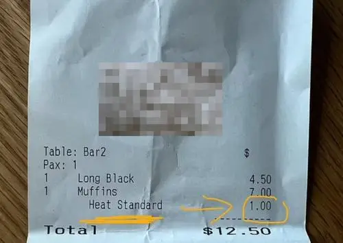 The customer spotted the surcharge on the bill. (Facebook)