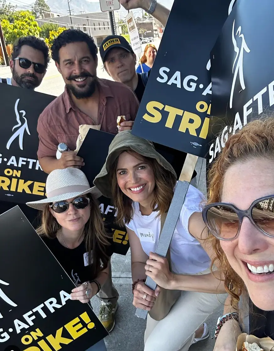 Moore took to the picket line this week.