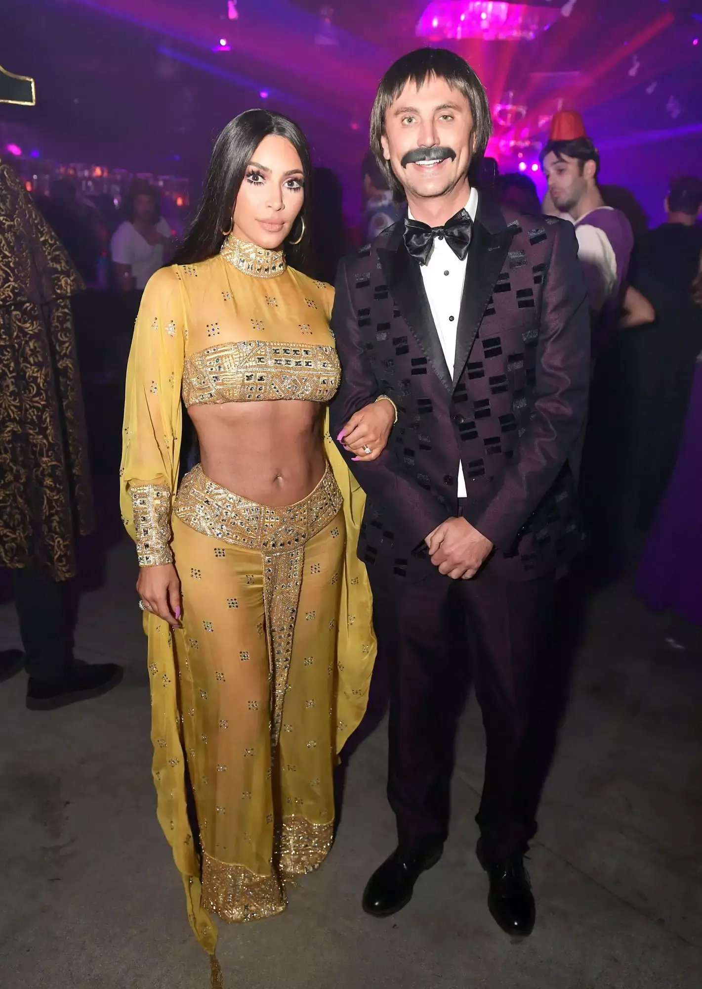 In 2017, Kim attended the Casamigos Halloween party wearing a custom-made, two-piece golden bejeweled outfit. (Neilson Barnard/Getty Images)