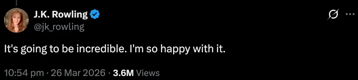 The Harry Potter author shared her thoughts (X/@jk_rowling)