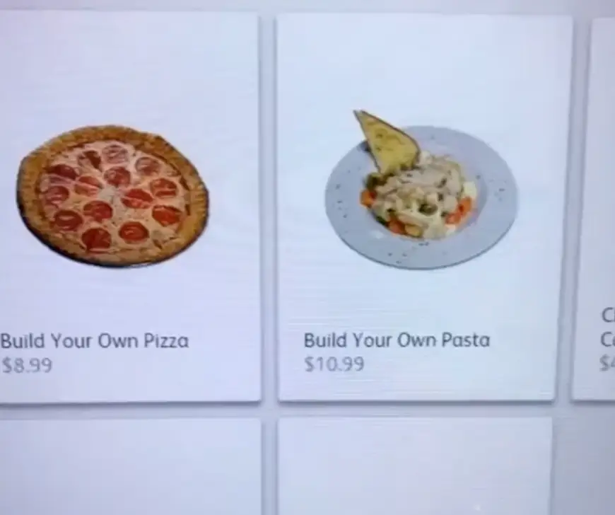 Customers can build their own pizza or pasta at the restaurant.