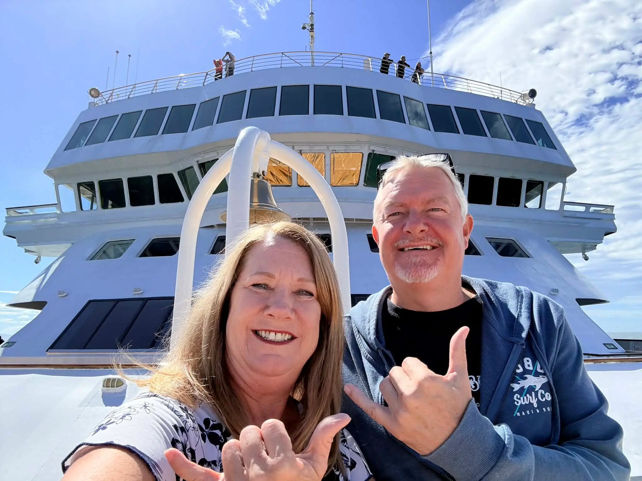 Lanette Canen and Johan Bodin live full-time on a residential cruise ship (Supplied)