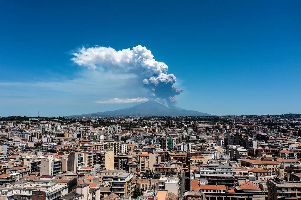 The view of the volcano from Catania, Italy (Fabrizio Villa/Getty Images)
