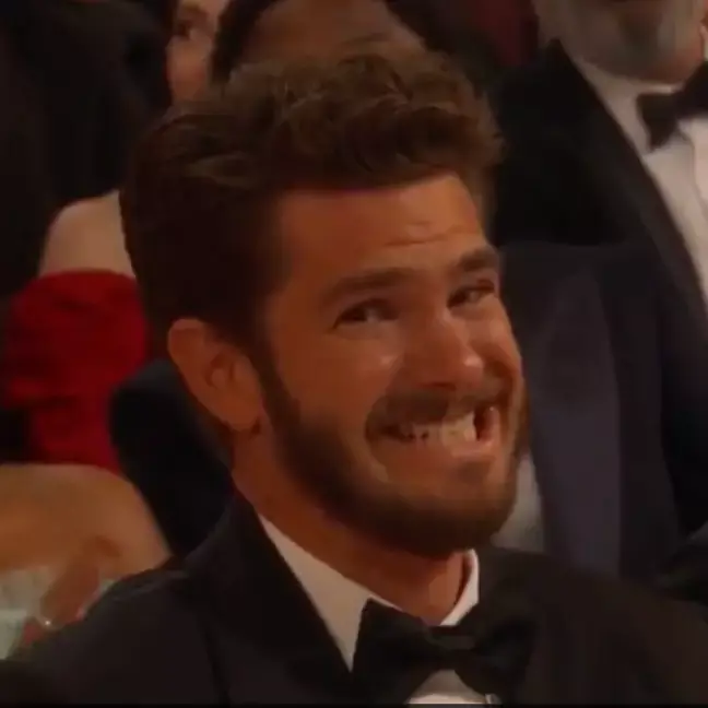 Andrew Garfield awkwardly smiled at viewers.