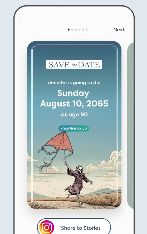 Fancy finding out the day you're allegedly meant to die? (Death Clock/ Apple App Store)
