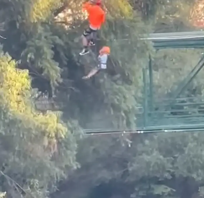 Cesar fell approximately 40 feet into the water below.