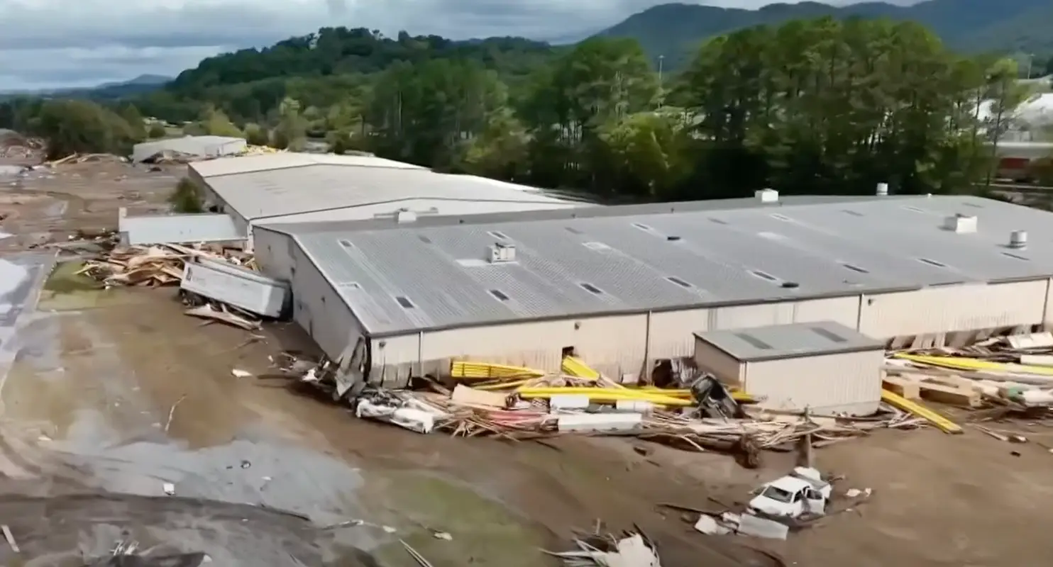 The Impact Plastics factory was badly damaged in the floods (NBC News)