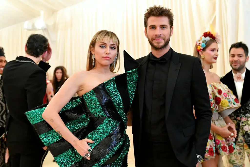 Miley Cyrus and Liam Hemsworth pictured in 2019, just six months after they married and three months before they filed for divorce (Mike Coppola/MG19/Getty Images for The Met Museum/Vogue )