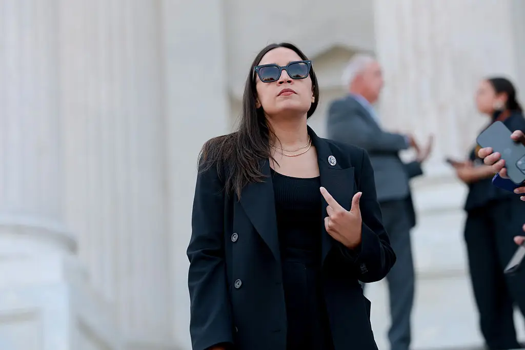 The poll found that AOC was close behind Vance in potential to win the 2028 elections (Photo by Anna Moneymaker/Getty Images)