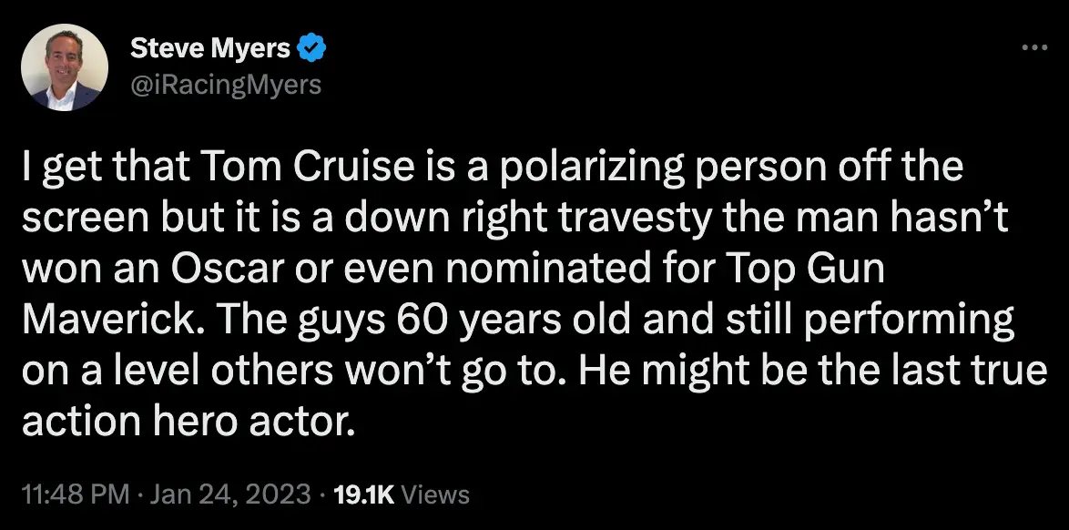 While not nominated in the 'Best Actor' category, Cruise is featured as a producer for the 'Best Picture' nomination.