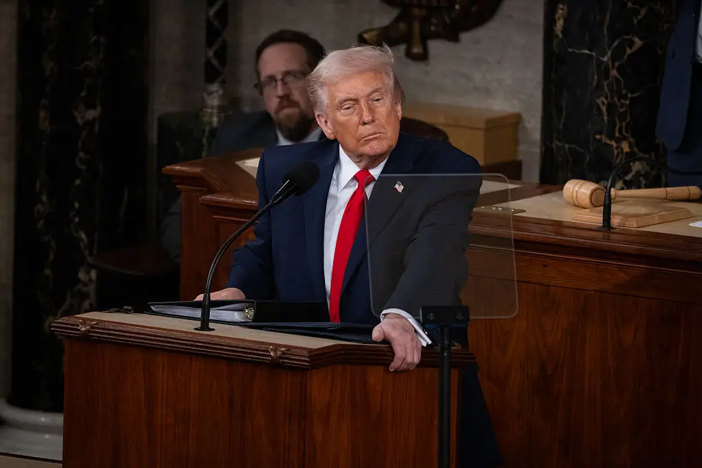 Trump delivered a lengthy speech (Nathan Posner/Anadolu via Getty Images)