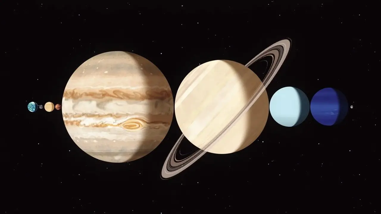 NASA says the seven other major planets can 'just about' fit between the distance between Earth and the Moon (NASA/JPL-Caltech)