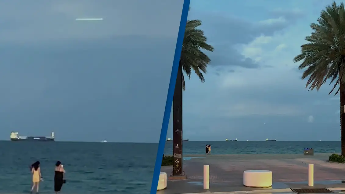 'UFO' spotted flying '2,000mph' over beach through storm