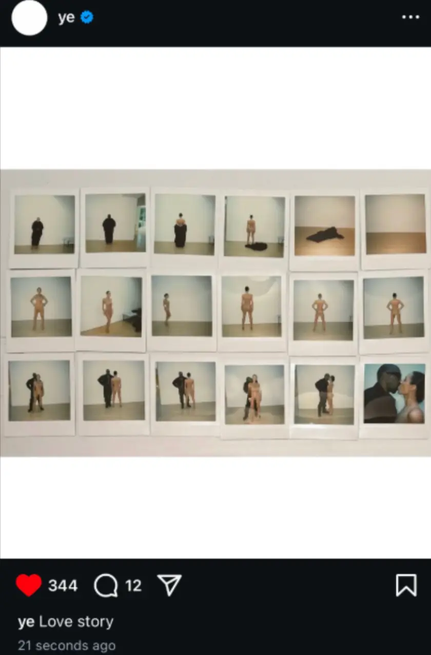 The post has since been deleted (Instagram/@ye)