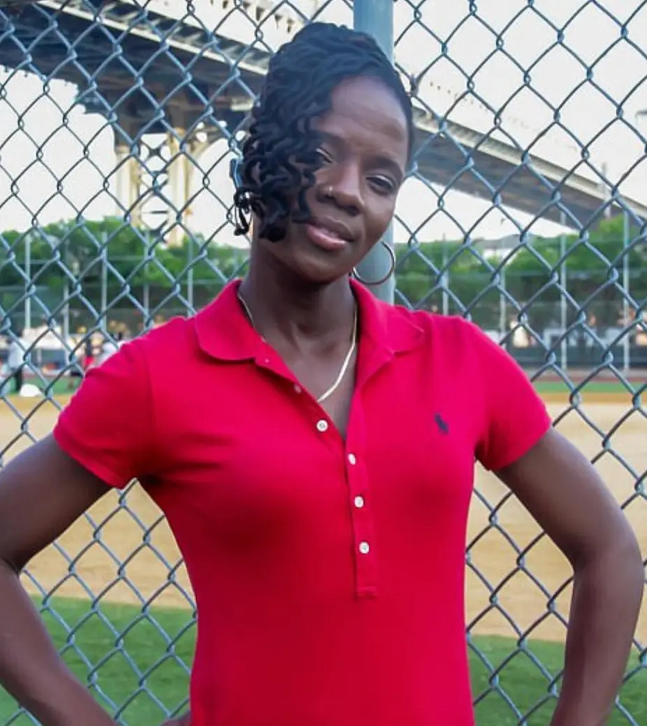 SJ appeared to lose control of her mororbike and crashed through a glass window. (SJ Harris/Facebook)