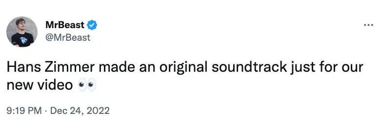 MrBeast landed Hans Zimmer for his new video.
